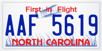NC license plate AAF5619