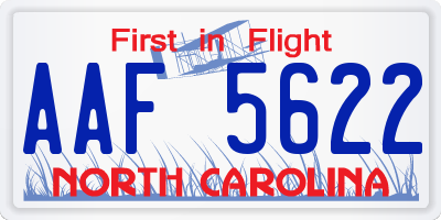 NC license plate AAF5622