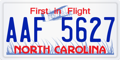 NC license plate AAF5627