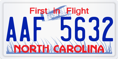 NC license plate AAF5632