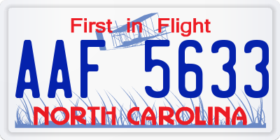 NC license plate AAF5633