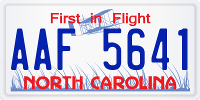 NC license plate AAF5641