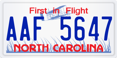 NC license plate AAF5647