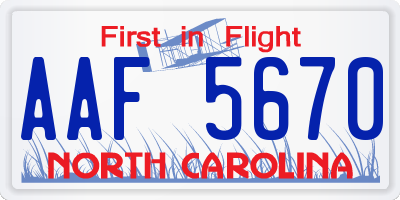 NC license plate AAF5670