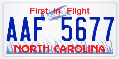 NC license plate AAF5677
