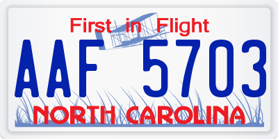 NC license plate AAF5703
