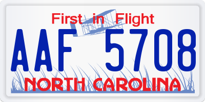 NC license plate AAF5708