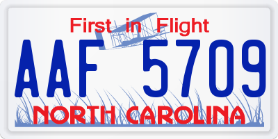 NC license plate AAF5709