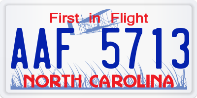 NC license plate AAF5713