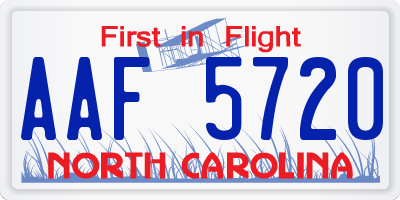 NC license plate AAF5720