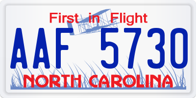 NC license plate AAF5730