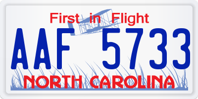 NC license plate AAF5733