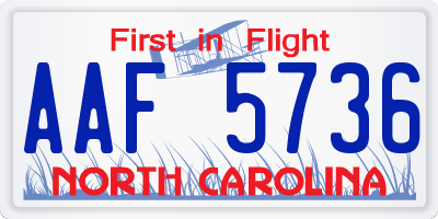 NC license plate AAF5736