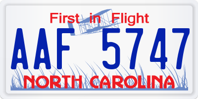 NC license plate AAF5747