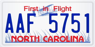 NC license plate AAF5751