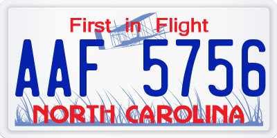 NC license plate AAF5756