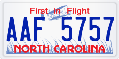NC license plate AAF5757