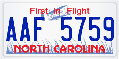 NC license plate AAF5759