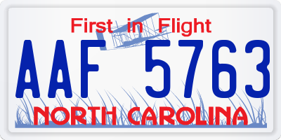 NC license plate AAF5763
