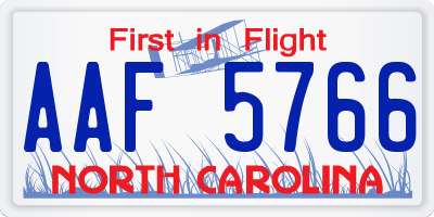 NC license plate AAF5766