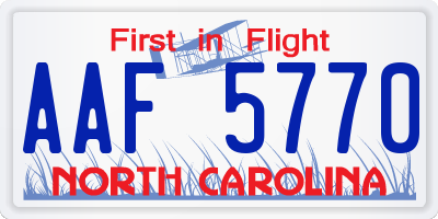 NC license plate AAF5770