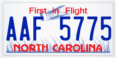 NC license plate AAF5775