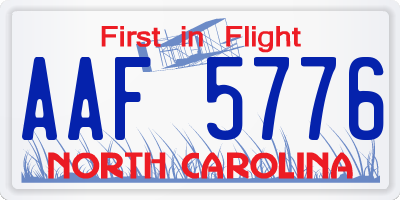 NC license plate AAF5776
