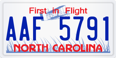 NC license plate AAF5791
