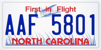 NC license plate AAF5801
