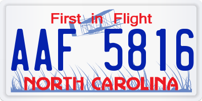 NC license plate AAF5816