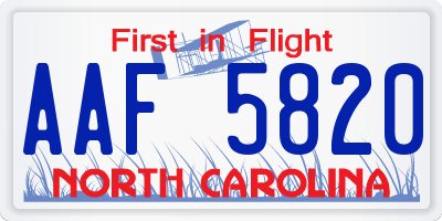 NC license plate AAF5820