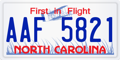 NC license plate AAF5821