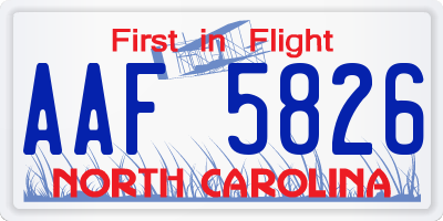 NC license plate AAF5826