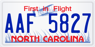 NC license plate AAF5827