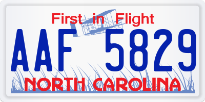 NC license plate AAF5829