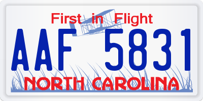 NC license plate AAF5831