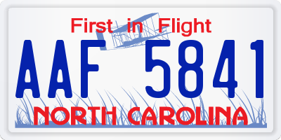 NC license plate AAF5841