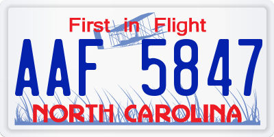 NC license plate AAF5847