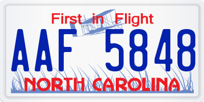NC license plate AAF5848