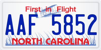 NC license plate AAF5852