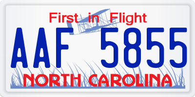 NC license plate AAF5855