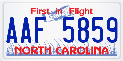 NC license plate AAF5859
