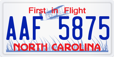 NC license plate AAF5875