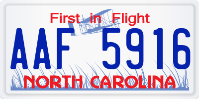 NC license plate AAF5916