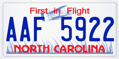 NC license plate AAF5922