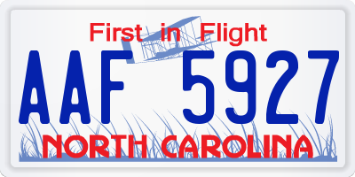 NC license plate AAF5927