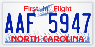 NC license plate AAF5947