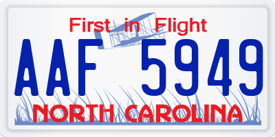 NC license plate AAF5949
