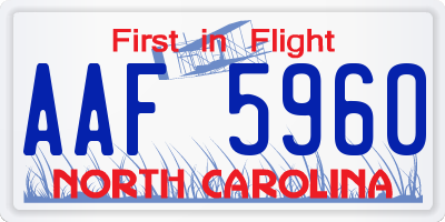 NC license plate AAF5960