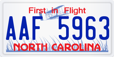 NC license plate AAF5963